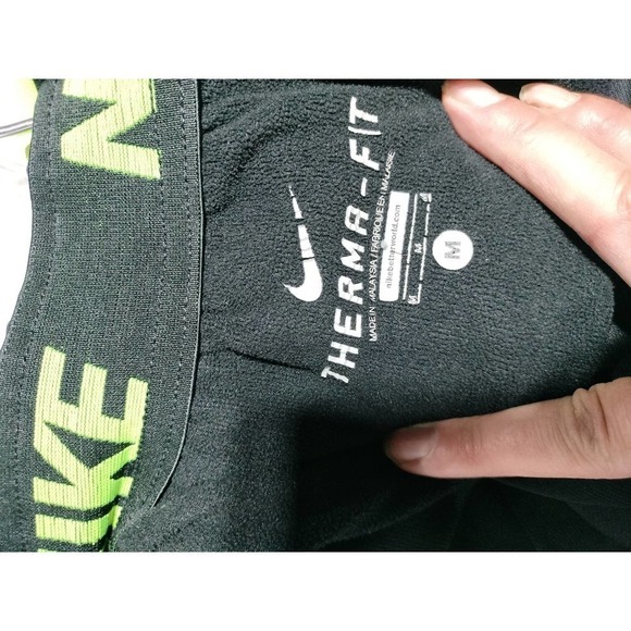 Nike Athletic Running Pants black and florescent green therma-fit men medium - Picture 5 of 7